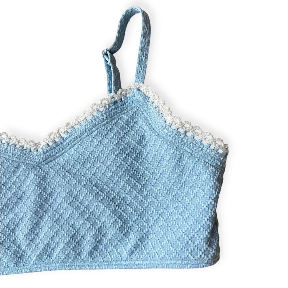 Abercrombie Kids Girls Light Blue Textured Lace Trim Bikini Set Size 15/16 - Picture 4 of 8